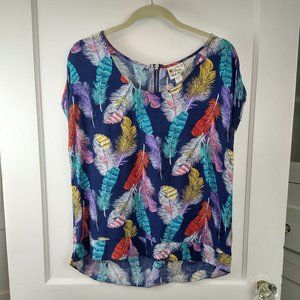 Sleeveless Blouse with Feather Pattern by Pretty Rebellious